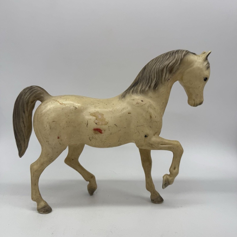 Breyer White Horse w Gray Mane and Gray Tail Vintage Flawed Toy